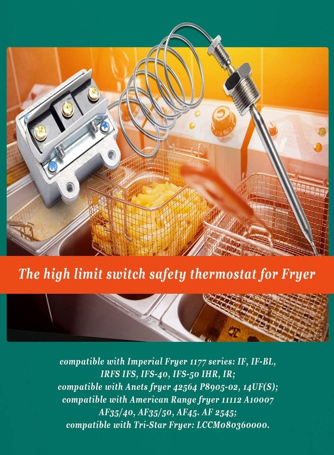 Mhrxusd 3/8" Mpt Stuff Box 1177 high limit thermostat fryer switch compatible with robertshaw thermostat 301030005 compatible with IMPERIAL 1177, replacement for Royal Range 3112 deep Fryer, Hi Limit 450°F - Image 2